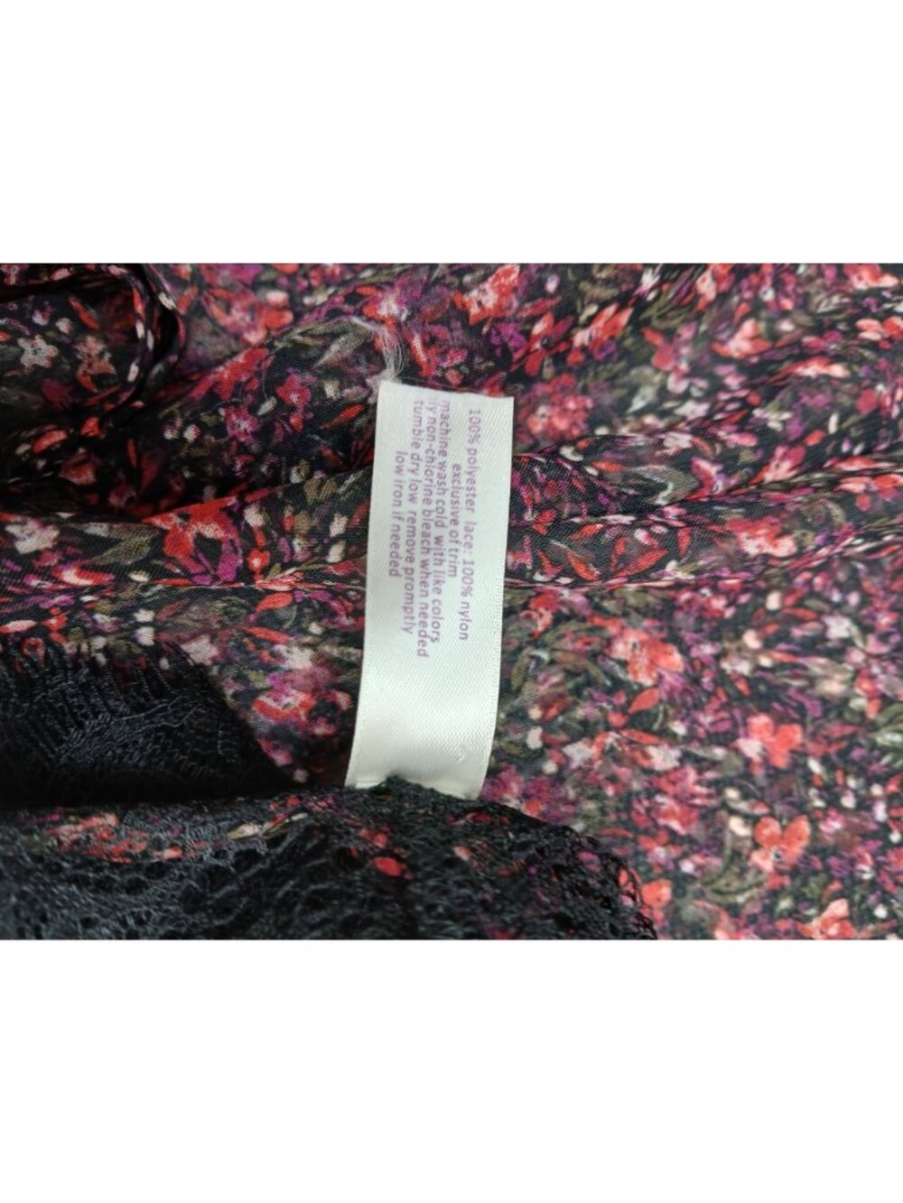 Cacique Floral Babydoll Nighty 4X Lingerie Sheer Lace Kimono Robe Black Red Flor - Picture 7 of 16